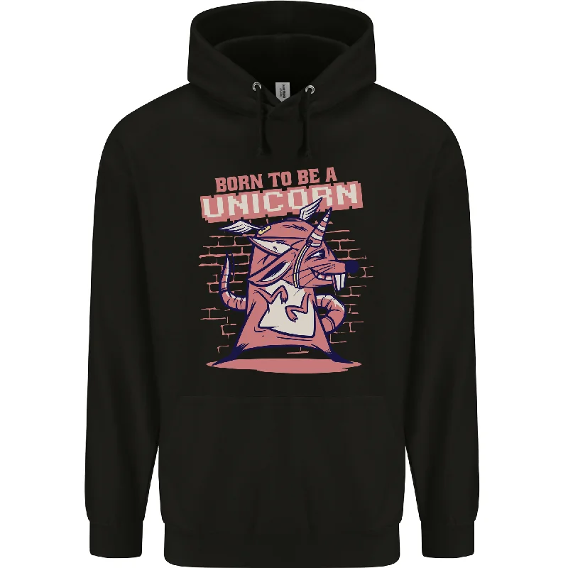 A Rat Born To Be a Unicorn Funny Mens 80% Cotton Hoodie