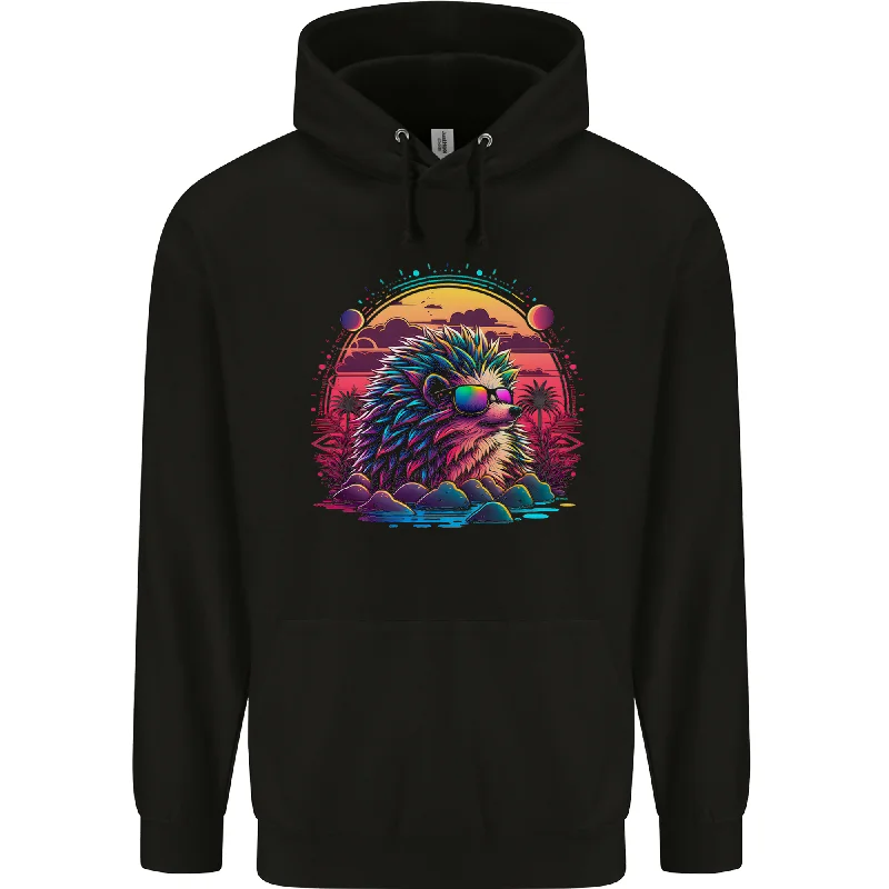 A Retro Hedgehog Mens 80% Cotton Hoodie