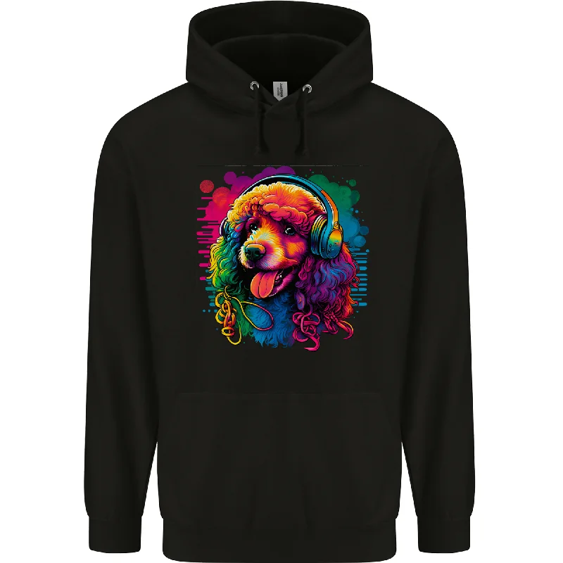 A Retro Poodle Dog Mens 80% Cotton Hoodie