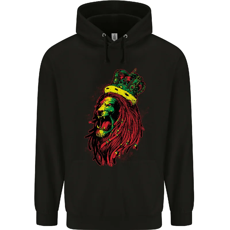 A Roaring Jamaican Lion Reggae Music Jamaica Mens 80% Cotton Hoodie