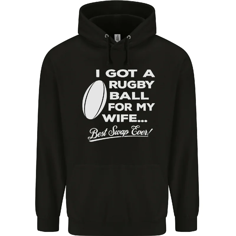 A Rugby Ball for My Wife Player Union Funny Mens 80% Cotton Hoodie