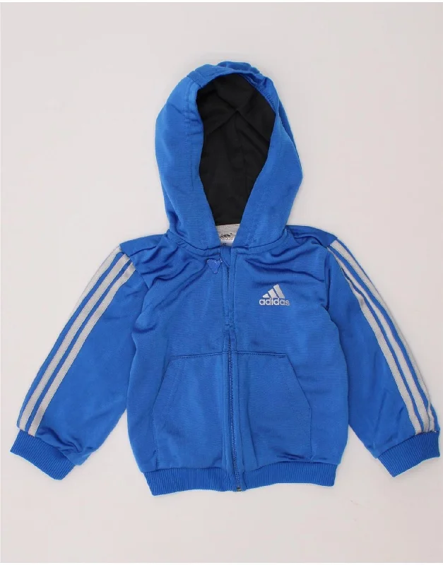 ADIDAS Baby Boys Zip Hoodie Sweater 6-9 Months Blue Polyester