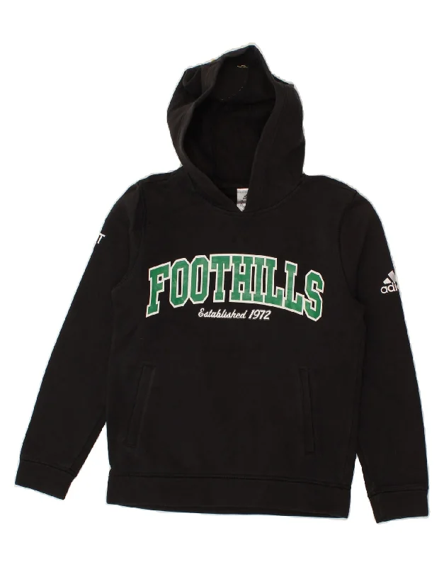 ADIDAS Boys Graphic Hoodie Jumper 11-12 Years Black Polyester Hoodie with Back Slit Movement Comfort ADIDAS Boys Graphic Hoodie Jumper 11-12 Years Black Polyester Hoodie with Back Slit Movement Comfort