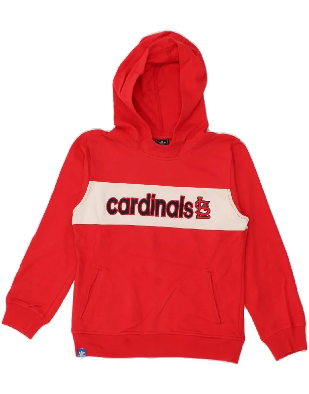 ADIDAS Boys Graphic Hoodie Jumper 12-13 Years Large Red Cotton Hoodie with Slit Hem Functional Movement ADIDAS Boys Graphic Hoodie Jumper 12-13 Years Large Red Cotton Hoodie with Slit Hem Functional Movement