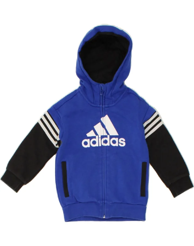 ADIDAS Boys Graphic Zip Hoodie Sweater 4-5 Years Blue Colourblock Cotton Hoodie with Front Slit Layering Stylish ADIDAS Boys Graphic Zip Hoodie Sweater 4-5 Years Blue Colourblock Cotton Hoodie with Front Slit Layering Stylish