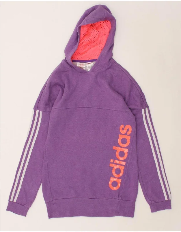 ADIDAS Girls Graphic Hoodie Jumper 13-14 Years Purple