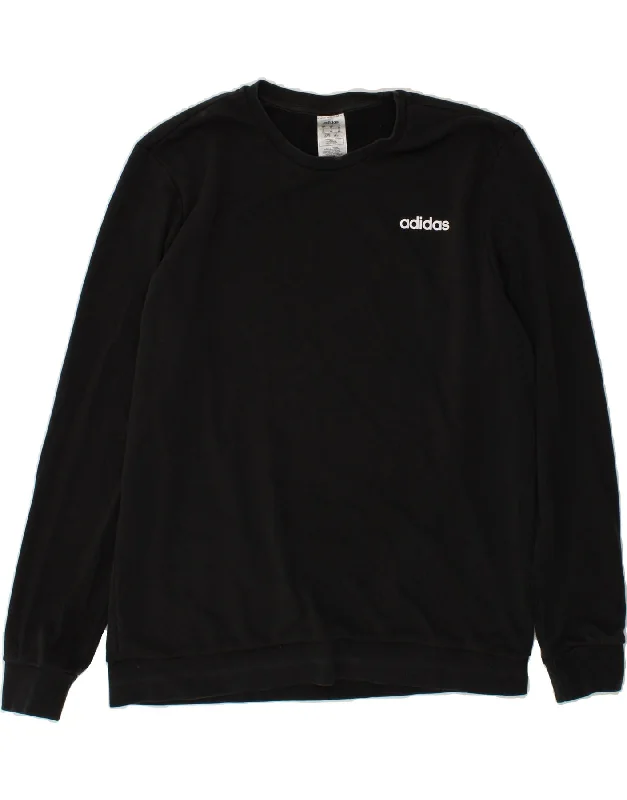 ADIDAS Mens Sweatshirt Jumper XL Black Cotton Hoodie with Applique Textured Unique