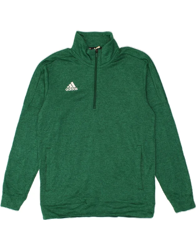 ADIDAS Mens Zip Neck Sweatshirt Jumper Large Green Polyester Hoodie with Turtle Neck Cozy Winter ADIDAS Mens Zip Neck Sweatshirt Jumper Large Green Polyester Hoodie with Turtle Neck Cozy Winter