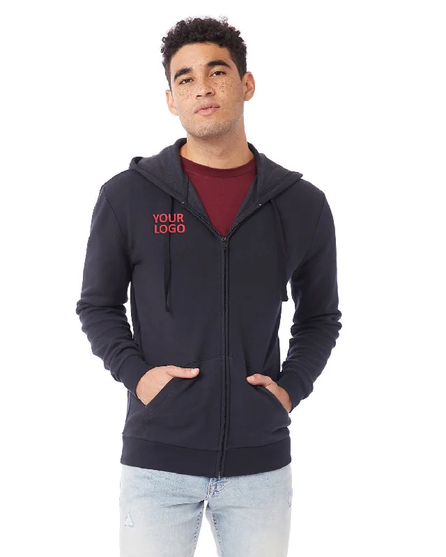 Alternative Unisex Eco-Cozy Fleece Zip Hoodie, Black Hoodie with Patch Decorative Personalized Alternative Unisex Eco-Cozy Fleece Zip Hoodie, Black Hoodie with Patch Decorative Personalized