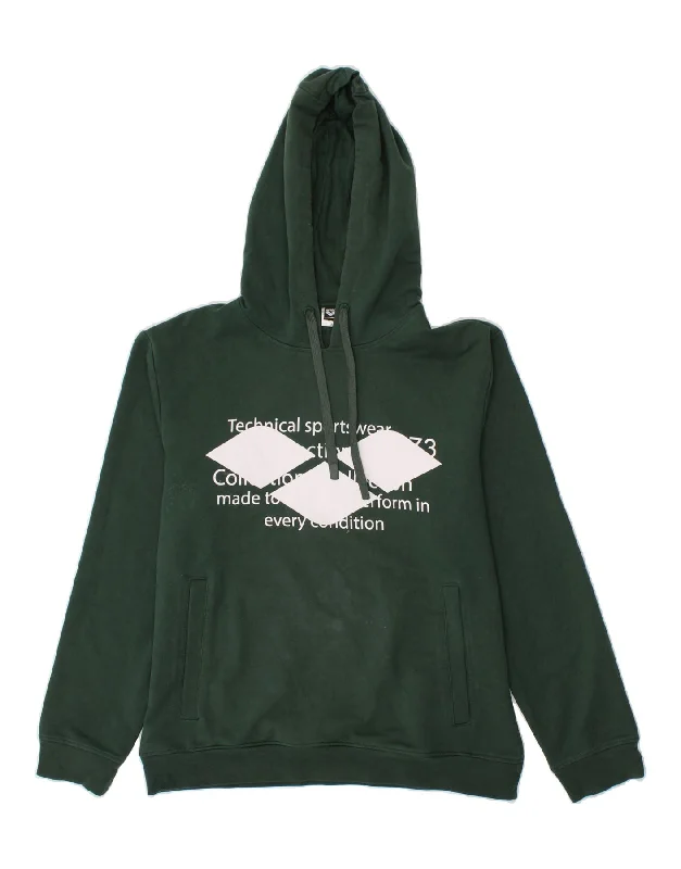 ARENA Mens Graphic Hoodie Jumper Medium Green Cotton Hoodie with Button Classic Timeless ARENA Mens Graphic Hoodie Jumper Medium Green Cotton Hoodie with Button Classic Timeless
