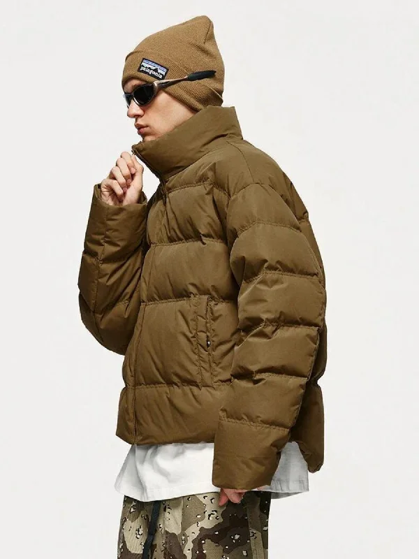 Asymmetric Hem Zip-Up Puffer Jacket Chenille Jacket Brocade Jacket Lace Jacket