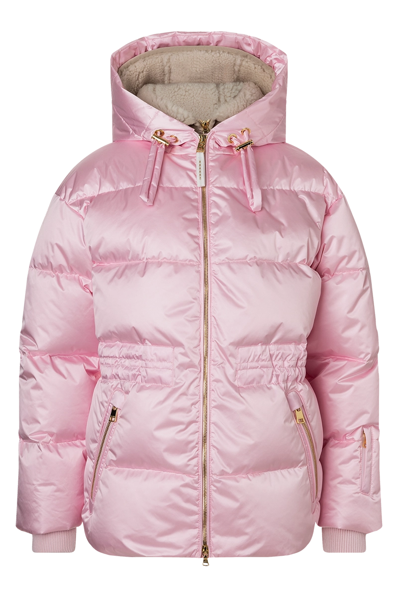 Neela Shearling & Down Ski Jacket Rayon Fabric Velvet Fabric Corduroy Fabric