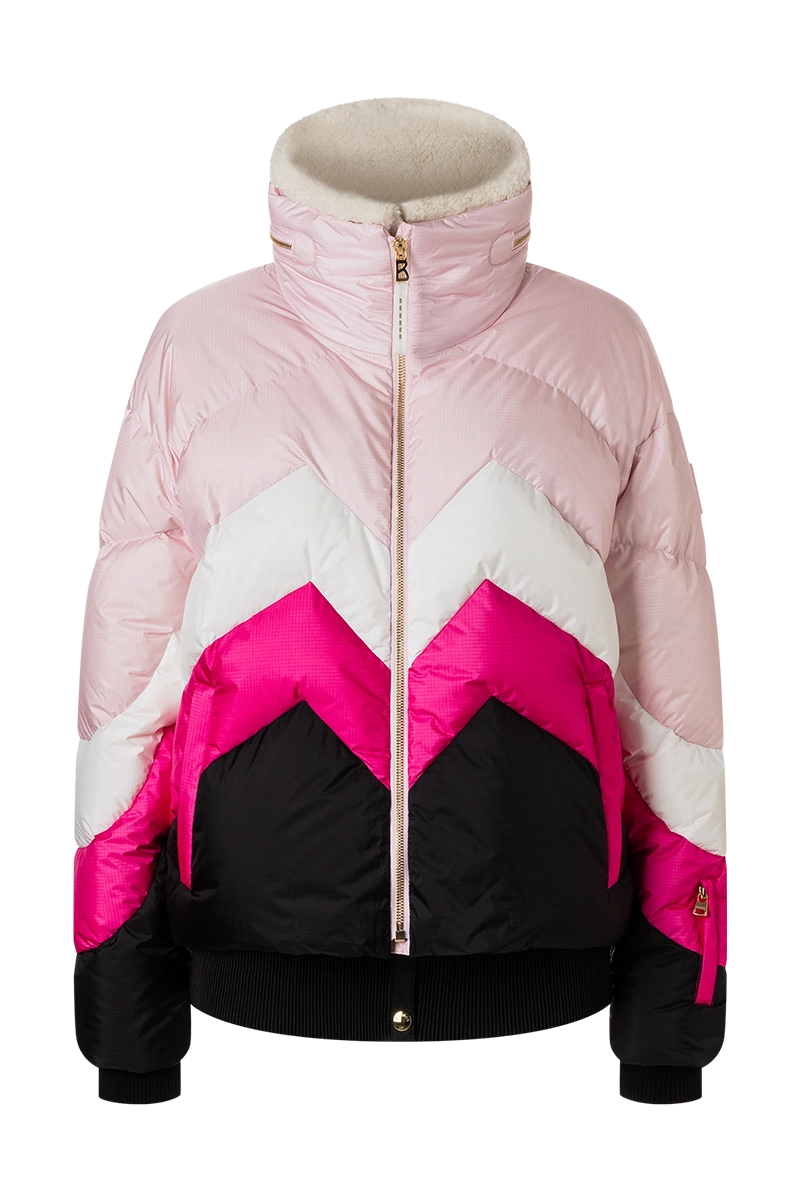 Vanja Zigzag Down Ski Jacket A-Line Jacket Boat Neck Shawl Collar
