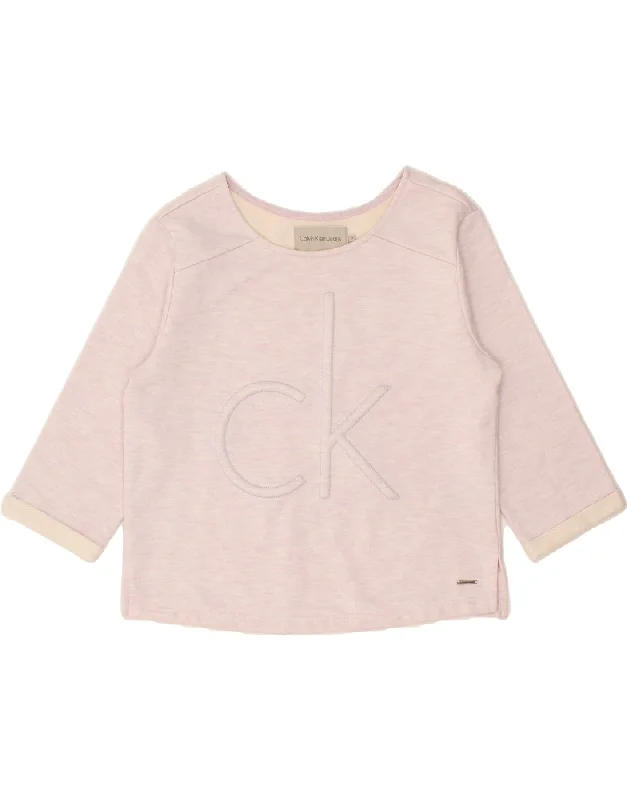 CALVIN KLEIN JEANS Womens Graphic Crop Sweatshirt Jumper UK 10 Small Pink Hoodie with Typography Text Message CALVIN KLEIN JEANS Womens Graphic Crop Sweatshirt Jumper UK 10 Small Pink Hoodie with Typography Text Message
