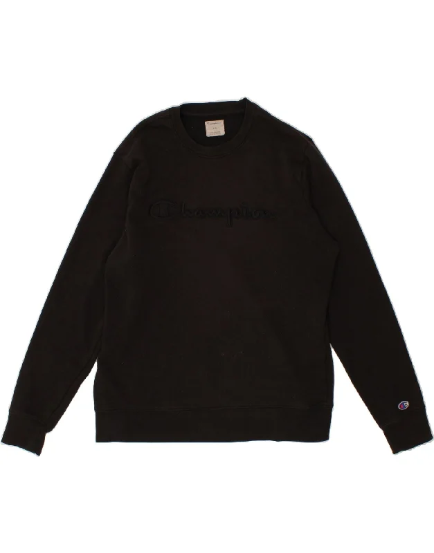 CHAMPION Mens Graphic Sweatshirt Jumper Large Black Cotton