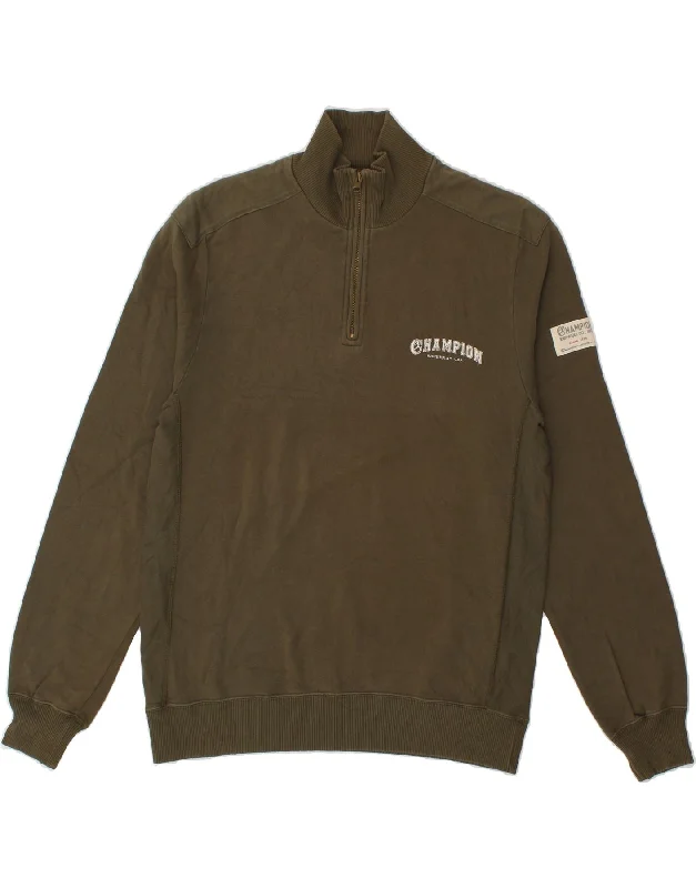 CHAMPION Mens Zip Neck Graphic Sweatshirt Jumper Medium Green Cotton Hoodie with Earth Tones Natural Calm CHAMPION Mens Zip Neck Graphic Sweatshirt Jumper Medium Green Cotton Hoodie with Earth Tones Natural Calm