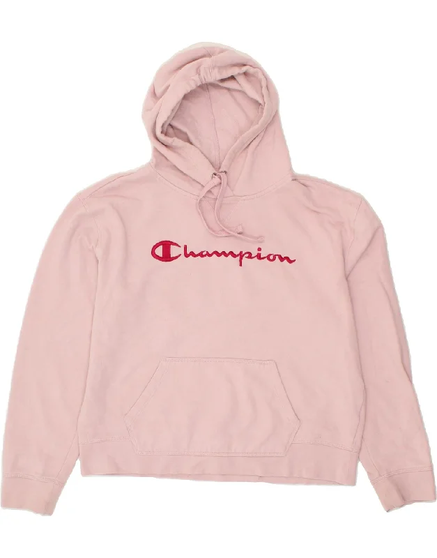 CHAMPION Womens Graphic Hoodie Jumper UK 16 Large Pink Cotton Hoodie with Raglan Sleeves Sporty Comfortable CHAMPION Womens Graphic Hoodie Jumper UK 16 Large Pink Cotton Hoodie with Raglan Sleeves Sporty Comfortable