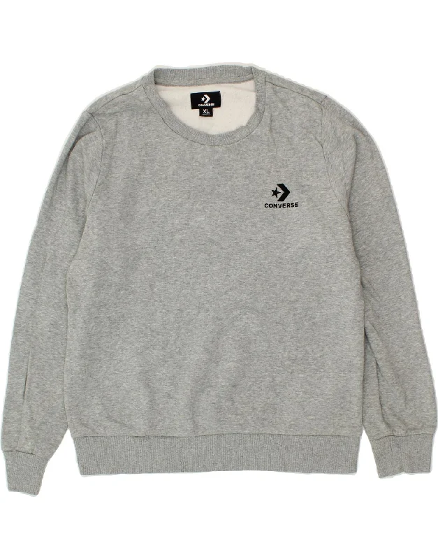 CONVERSE Womens Sweatshirt Jumper UK 18 XL Grey Cotton Hoodie with Raw Hem Edgy Unfinished CONVERSE Womens Sweatshirt Jumper UK 18 XL Grey Cotton Hoodie with Raw Hem Edgy Unfinished