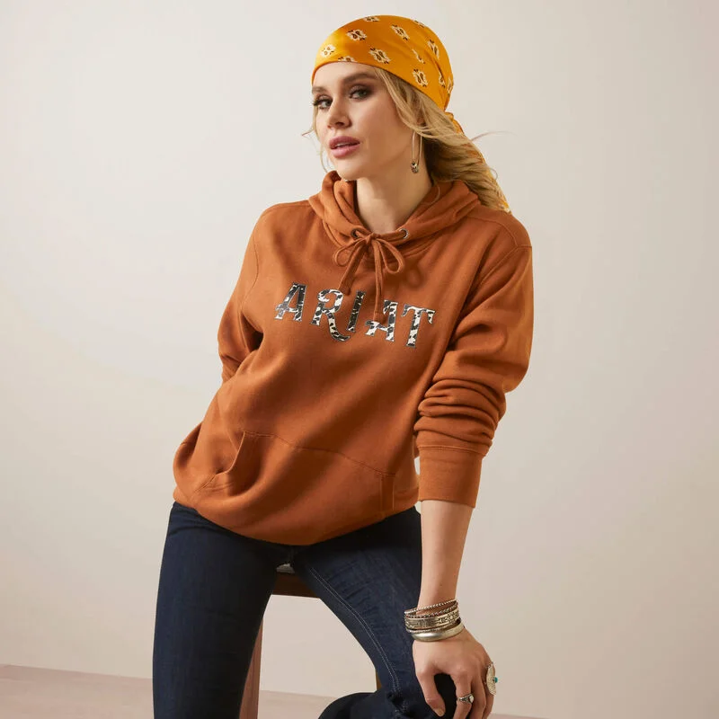 Women's Ariat REAL Cow Hyde Hoodie Hoodie with Raglan Sleeves Sporty Comfortable