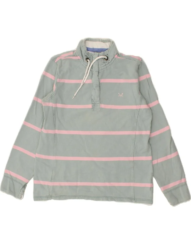 CREW CLOTHING Womens Zip Neck Sweatshirt Jumper UK 12 Medium Grey Striped Hoodie with Reflective Safety Nightwear CREW CLOTHING Womens Zip Neck Sweatshirt Jumper UK 12 Medium Grey Striped Hoodie with Reflective Safety Nightwear