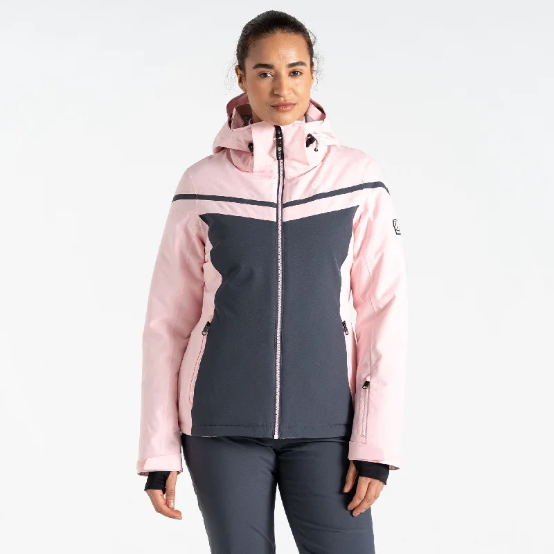 Dare2b Ladies Flurry Waterproof Breathable Stretch Ski Jacket-ROSE Fleece Jacket Down Jacket Parka
