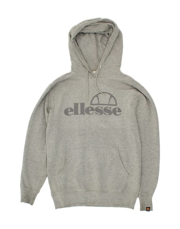 ELLESSE Mens Graphic Hoodie Jumper Medium Grey Cotton Hoodie with Hidden Zipper Minimalist Clean ELLESSE Mens Graphic Hoodie Jumper Medium Grey Cotton Hoodie with Hidden Zipper Minimalist Clean