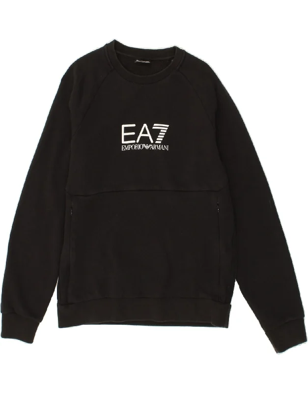 EMPORIO ARMANI Mens Graphic Sweatshirt Jumper Medium Black Cotton Hoodie with Embroidery Detailed Premium EMPORIO ARMANI Mens Graphic Sweatshirt Jumper Medium Black Cotton Hoodie with Embroidery Detailed Premium