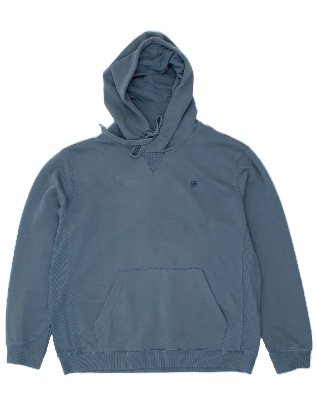 G-STAR Mens Hoodie Jumper 2XL Navy Blue Cotton Hoodie with Exposed Zipper Edgy Industrial G-STAR Mens Hoodie Jumper 2XL Navy Blue Cotton Hoodie with Exposed Zipper Edgy Industrial