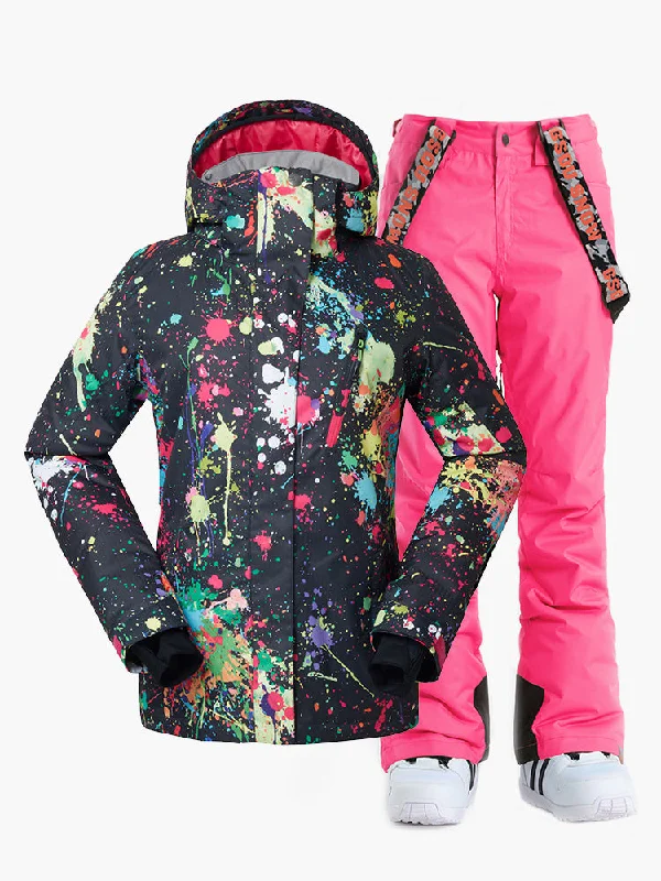 Women's Ski Snowboard Jackets & Pink Pants Sets Rayon Jacket Velvet Jacket Corduroy Jacket