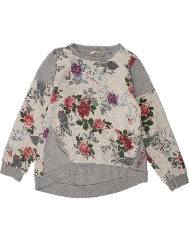 GUESS Girls Graphic Sweatshirt Jumper 4-5 Years Grey Floral