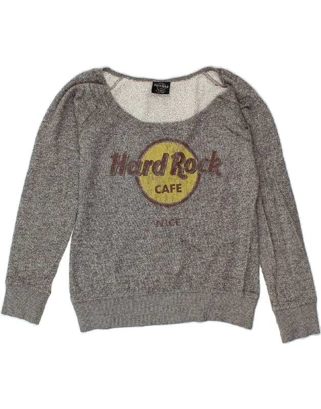 HARD ROCK CAFE Womens Nice Graphic Sweatshirt Jumper UK 10 Small Grey Hoodie with Slim Fit Tailored Modern HARD ROCK CAFE Womens Nice Graphic Sweatshirt Jumper UK 10 Small Grey Hoodie with Slim Fit Tailored Modern