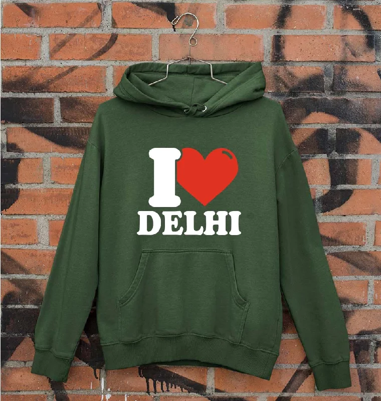 I Love Delhi Unisex Hoodie for Men/Women Hoodie with Frayed Bohemian Relaxed