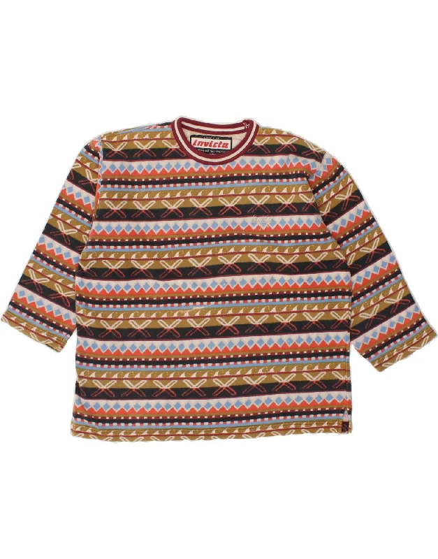 INVICTA Womens Sweatshirt Jumper UK 14 Medium Multicoloured Striped Cotton Hoodie with Ribbed Hem Stretchable Secure