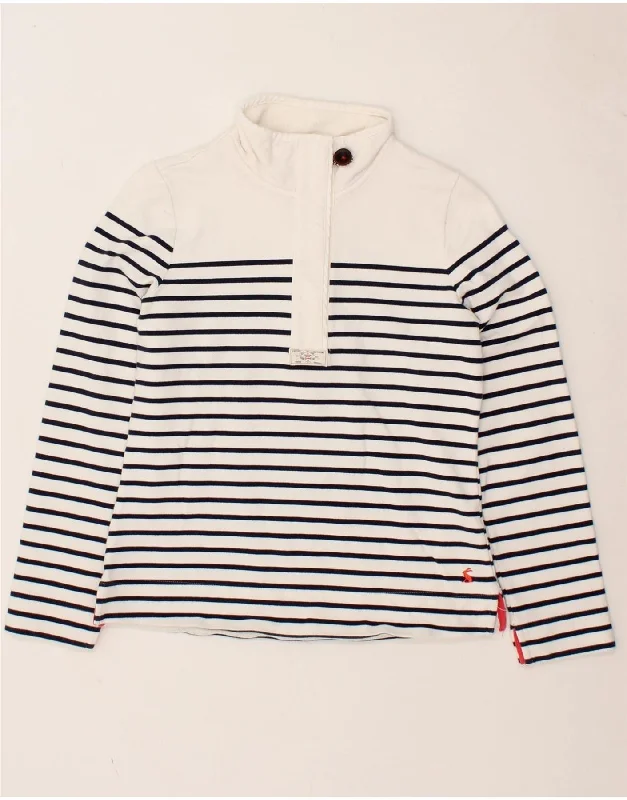 JOULES Womens Zip Neck Sweatshirt Jumper UK 12 Medium White Striped Cotton Cotton Hoodie Fleece Lining Warmth JOULES Womens Zip Neck Sweatshirt Jumper UK 12 Medium White Striped Cotton Cotton Hoodie Fleece Lining Warmth
