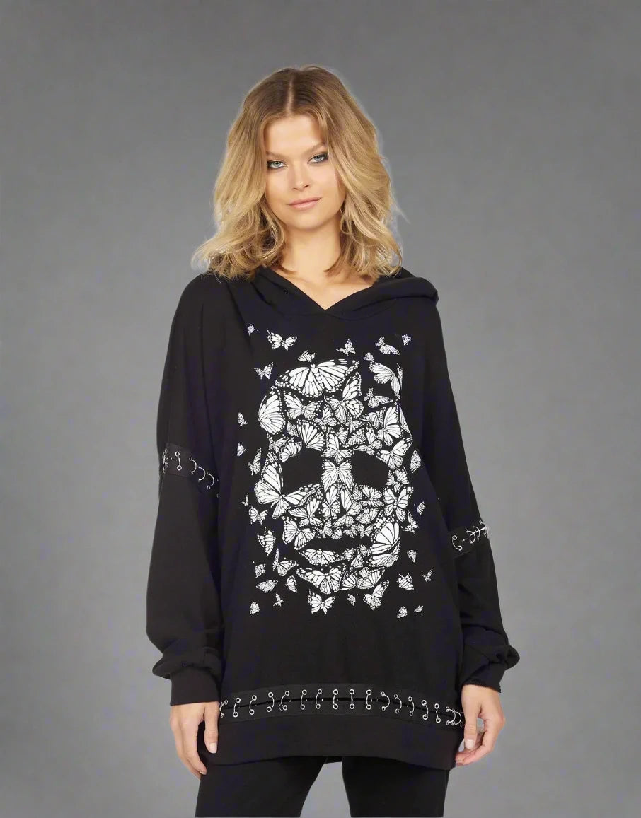 Lauren Moshi Samantha Butterfly Skull Burst Hoodie