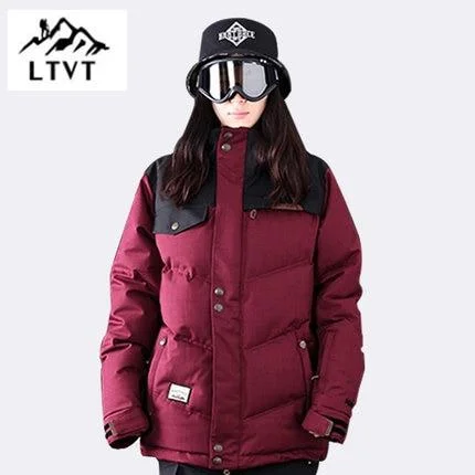 LTVT Thermal Padded Womens Snowboard Jacket Satin Fabric Silk Fabric Chiffon Fabric