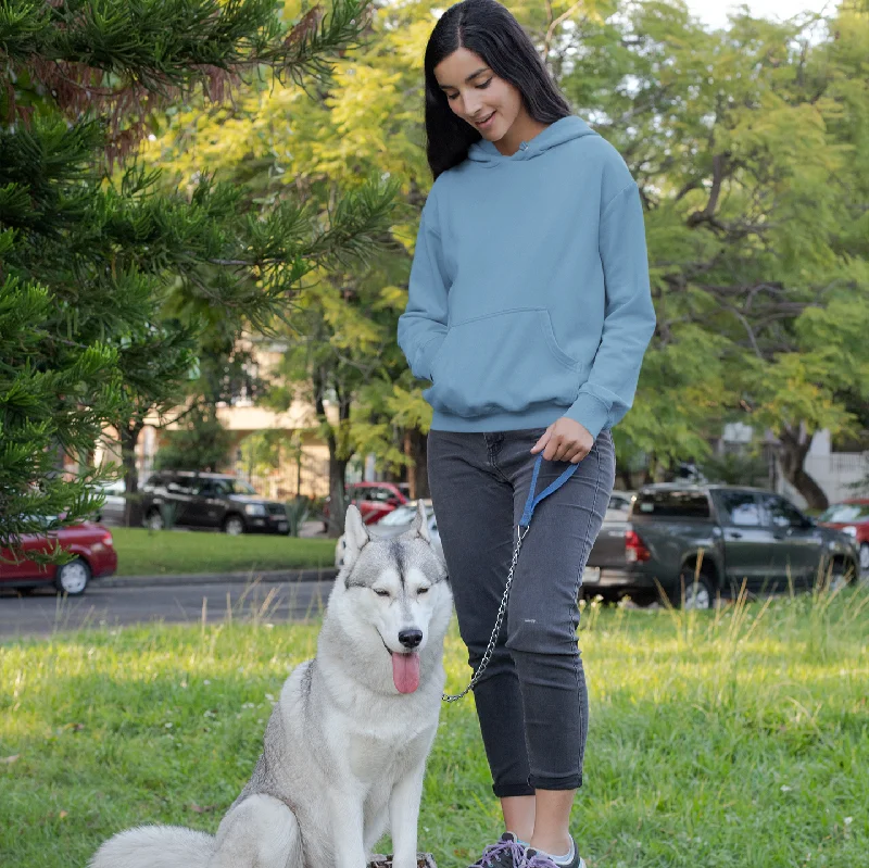 Women Baby Blue Solid Loose-fit Hoodie Hoodie with Turtle Neck Cozy Winter