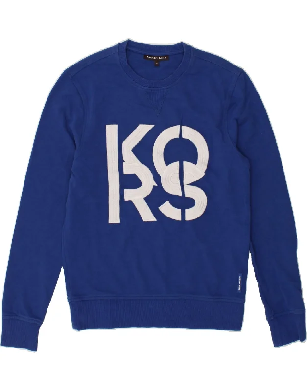 MICHAEL KORS Mens Graphic Sweatshirt Jumper Medium Blue Cotton Hoodie with Pattern Geometric Abstract MICHAEL KORS Mens Graphic Sweatshirt Jumper Medium Blue Cotton Hoodie with Pattern Geometric Abstract