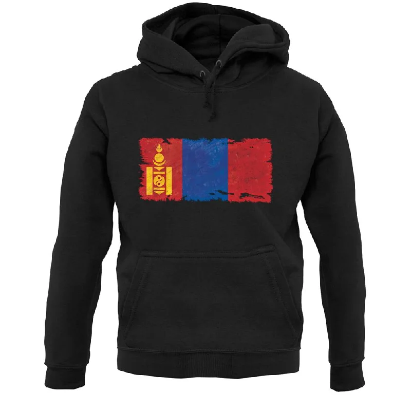 Mongolia Grunge Style Flag Unisex Hoodie Hoodie with Gradient Ombre Colorful