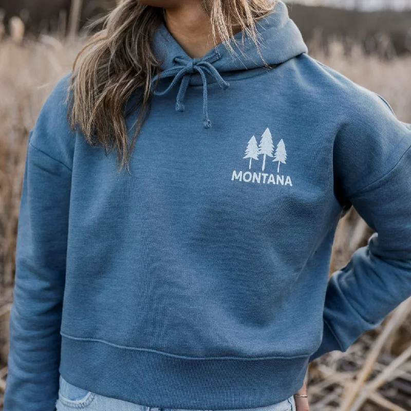 Montana Three Tree Hoodie - Flint Blue - Ladies Zip Hoodie Drawstring Kangaroo Pocket Montana Three Tree Hoodie - Flint Blue - Ladies Zip Hoodie Drawstring Kangaroo Pocket