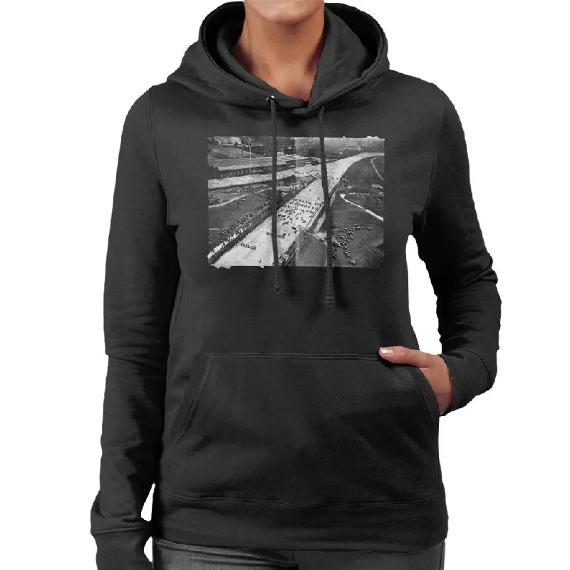 Motorsport Images Brooklands Aerial View 1936 Women's Hooded Sweatshirt Hoodie with Drawcord Adjustable Secure Motorsport Images Brooklands Aerial View 1936 Women's Hooded Sweatshirt Hoodie with Drawcord Adjustable Secure