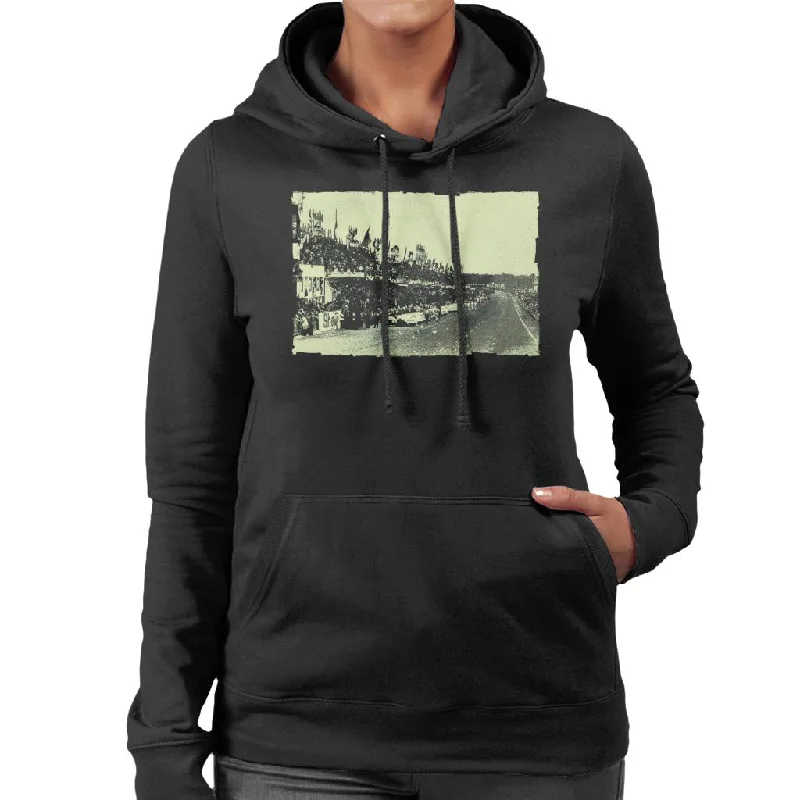 Motorsport Images Cars Lined Up Prior To The Start Women's Hooded Sweatshirt Hoodie with Hem Embroidery Detailed Premium Motorsport Images Cars Lined Up Prior To The Start Women's Hooded Sweatshirt Hoodie with Hem Embroidery Detailed Premium