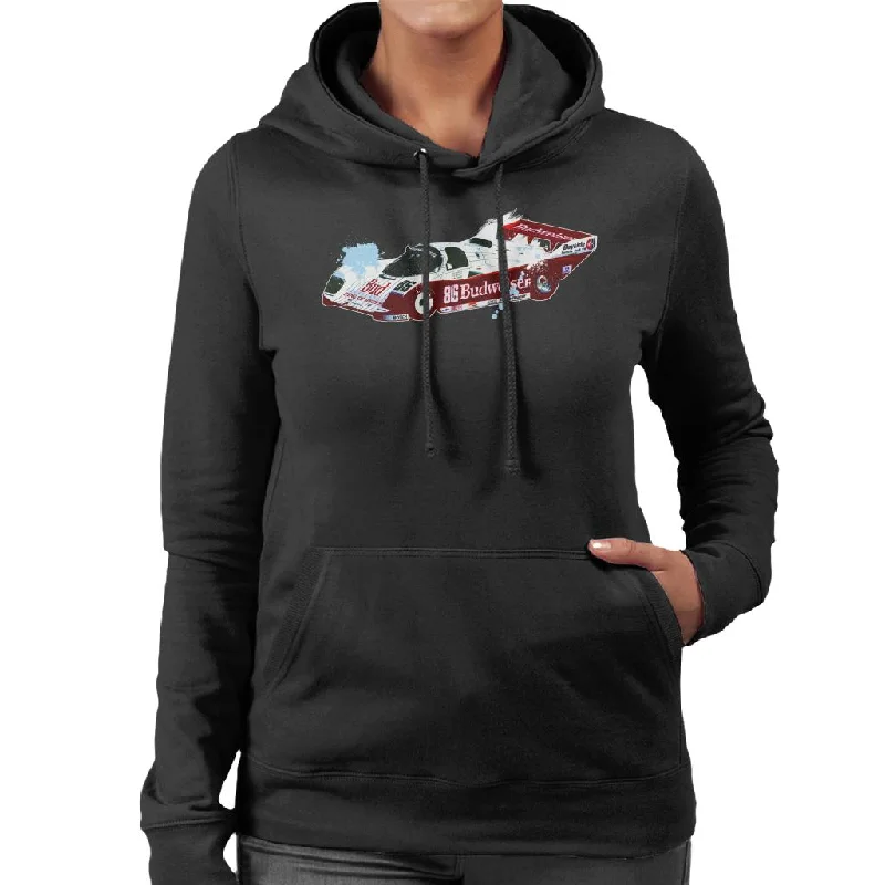 Motorsport Images Jochen Mass 962 IMSA Paint Splatter Women's Hooded Sweatshirt Hoodie with Zipper Placket Modern Functional Motorsport Images Jochen Mass 962 IMSA Paint Splatter Women's Hooded Sweatshirt Hoodie with Zipper Placket Modern Functional