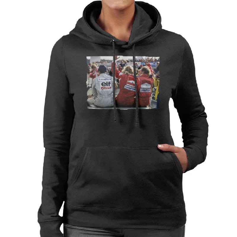 Motorsport Images Jody Scheckter James Hunt & Jochen Mass Women's Hooded Sweatshirt Hoodie with Zipper Versatile Modern Motorsport Images Jody Scheckter James Hunt & Jochen Mass Women's Hooded Sweatshirt Hoodie with Zipper Versatile Modern