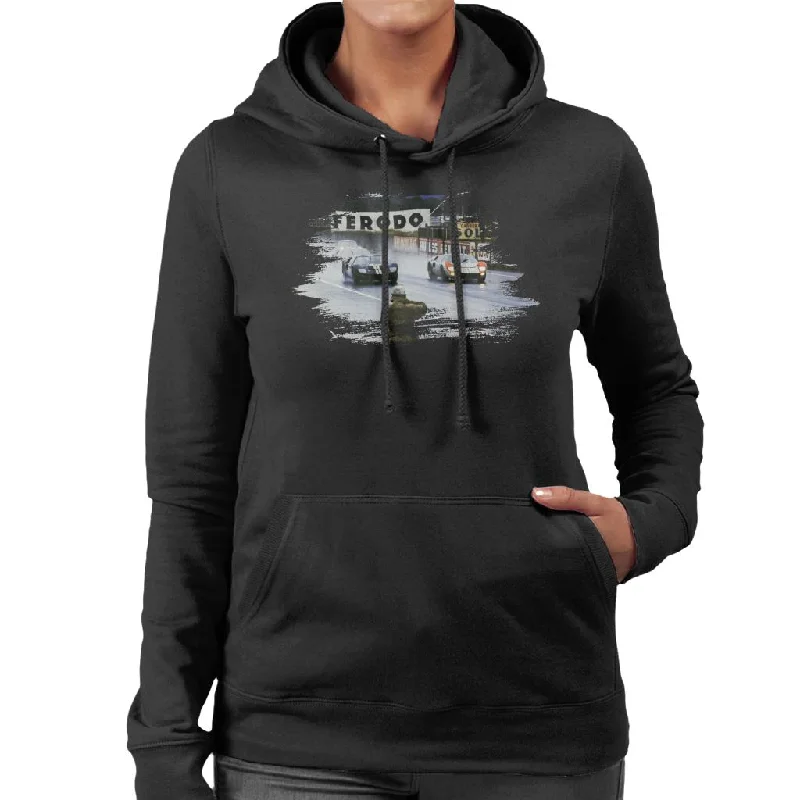 Motorsport Images Ken Miles And Co Drive Side By Side Women's Hooded Sweatshirt Hoodie with Button Placket Classic Preppy Motorsport Images Ken Miles And Co Drive Side By Side Women's Hooded Sweatshirt Hoodie with Button Placket Classic Preppy