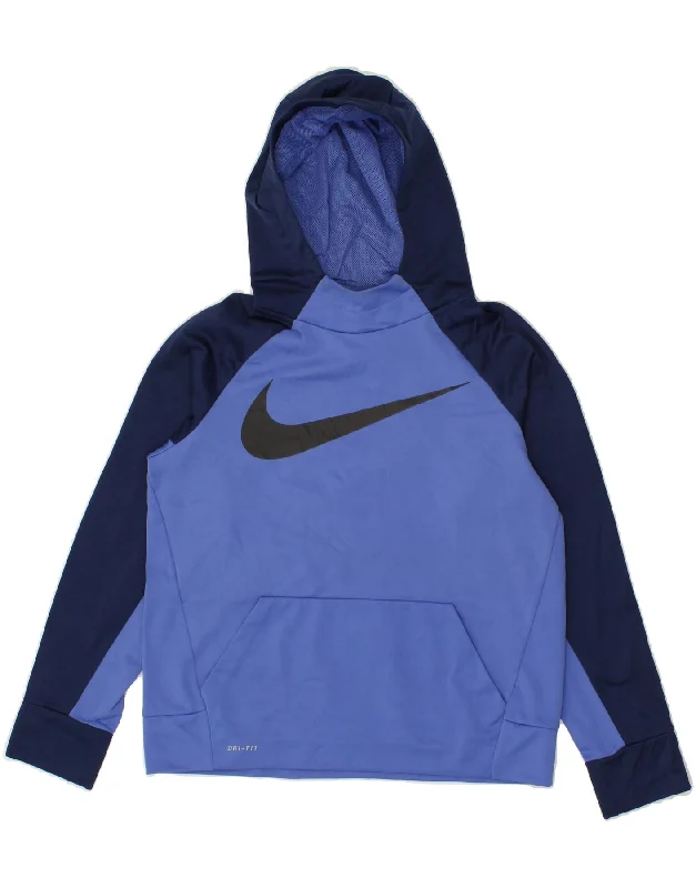 NIKE Boys Dri Fit Graphic Hoodie Jumper 12-13 Years Large Purple Hoodie with Hem Detail Decorative Unique NIKE Boys Dri Fit Graphic Hoodie Jumper 12-13 Years Large Purple Hoodie with Hem Detail Decorative Unique