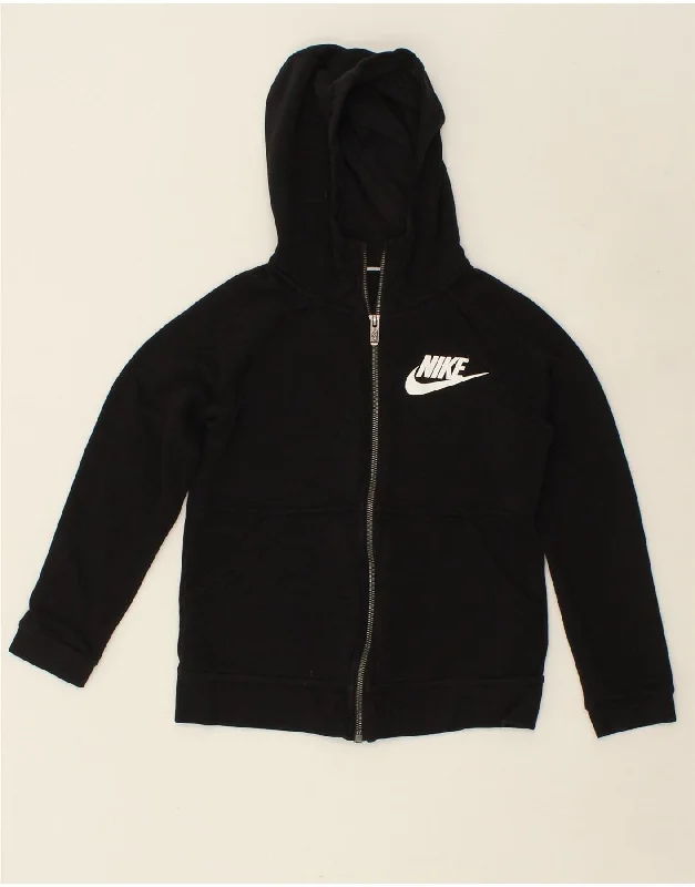 NIKE Boys Graphic Zip Hoodie Sweater 8-9 Years Black Cotton