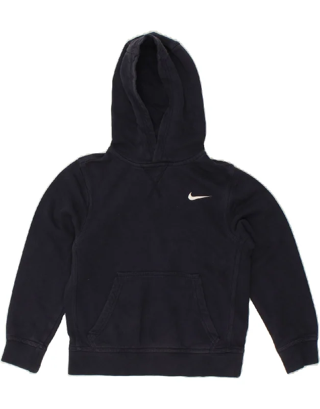 NIKE Boys Hoodie Jumper 8-9 Years Small  Navy Blue Cotton