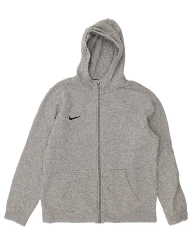 NIKE Boys Zip Hoodie Sweater 13-14 Years XL Grey Cotton