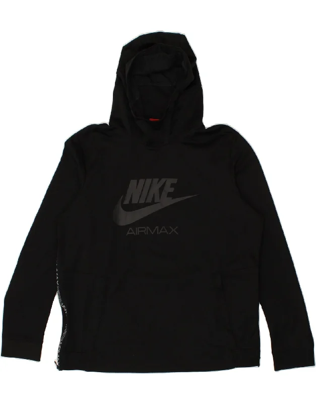 NIKE Mens Graphic Hoodie Jumper Large Black Cotton Hoodie with Cuffed Sleeves Snug Secure NIKE Mens Graphic Hoodie Jumper Large Black Cotton Hoodie with Cuffed Sleeves Snug Secure